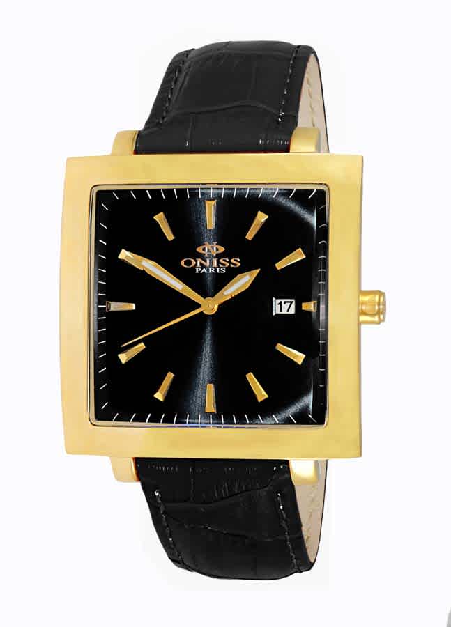 Click to view more detailed imagery on our partner's website Oniss On4444 Black Dial Mens Watch Onj4444-0gbk In Black,gold Tone