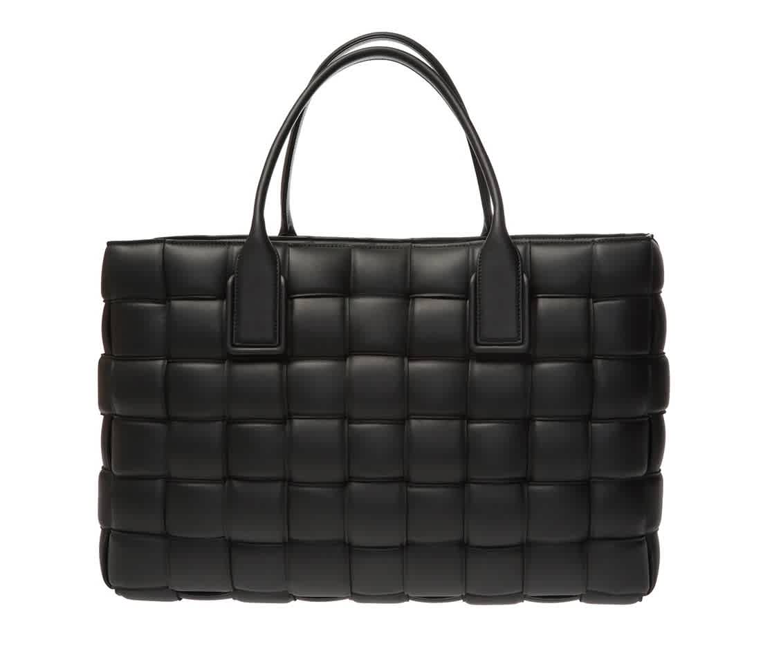 Bottega Veneta Padded Orthogonal Maxi Weave Tote Bag In Black