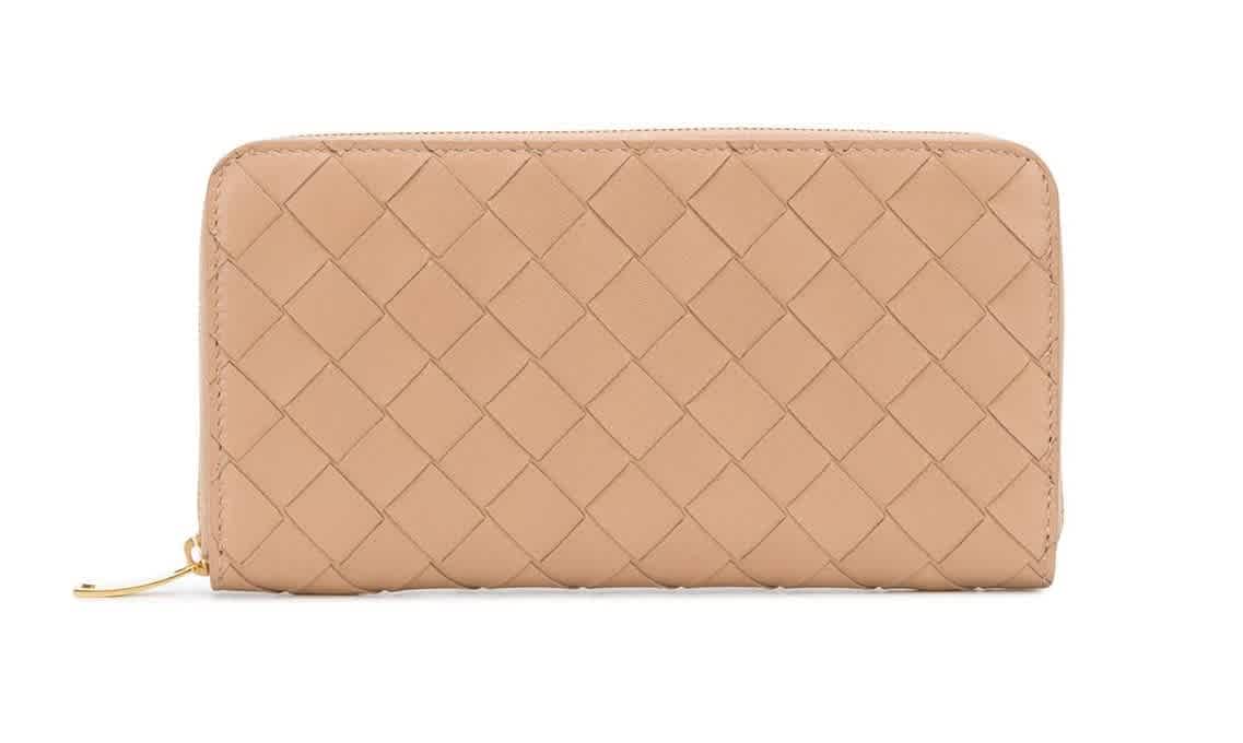 Bottega Veneta Ladies Intrecciato Zip Around Wallet In Pink