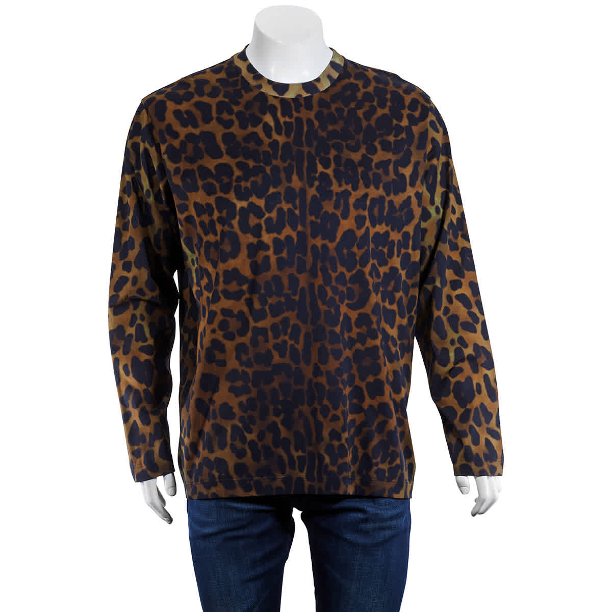 Burberry Mens Leopard Print Cotton Jersey Top, Size X-small In N,a