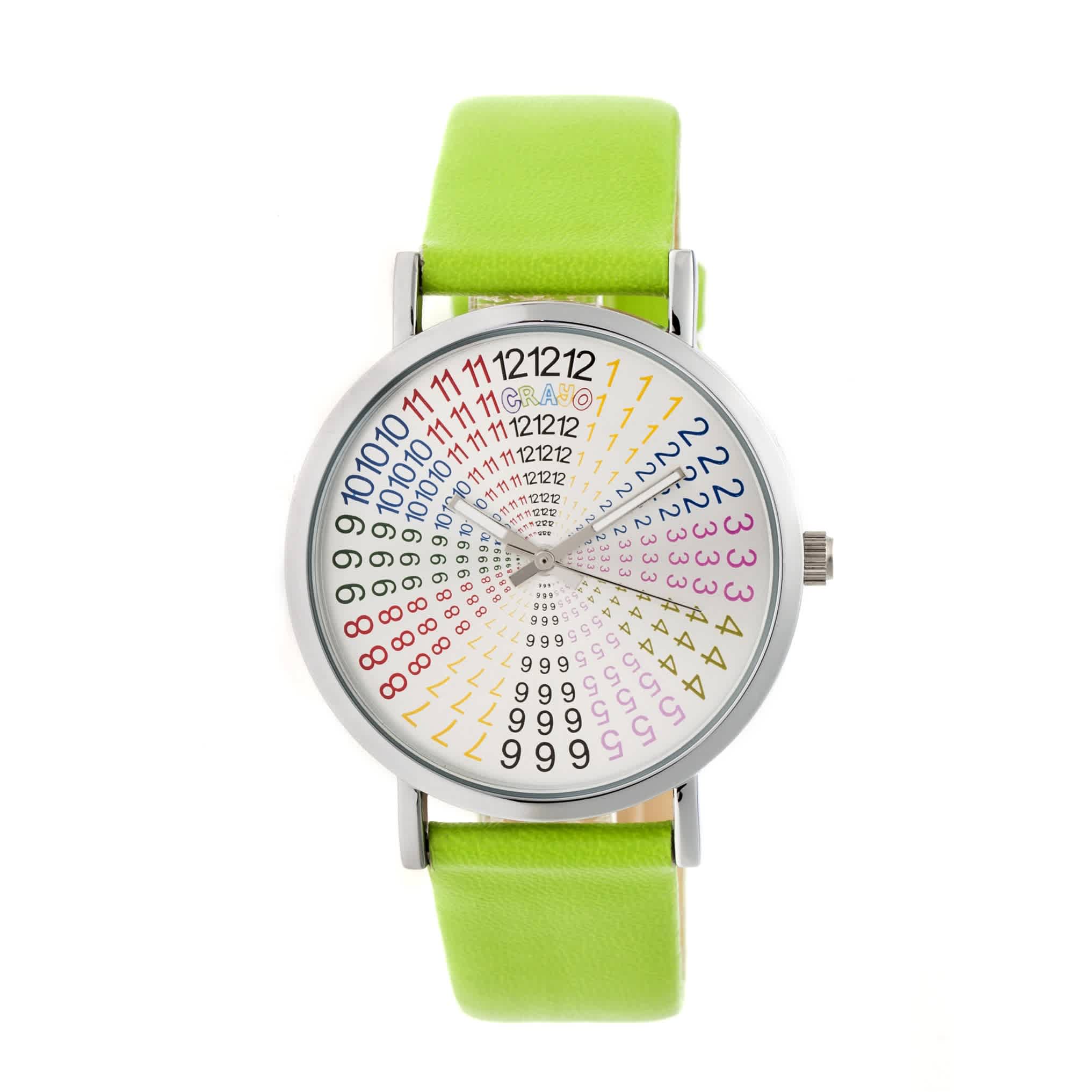 Crayo Fortune White Dial Lime Leatherette Watch Cracr4301 In Lime / White