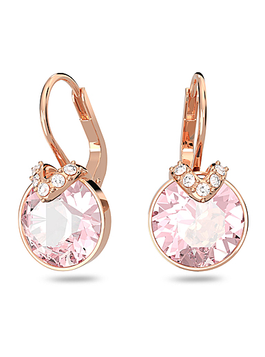 Shop Swarovski Bella Pink Rose Gold-tone Plated Roud Cut V Drop Earrings