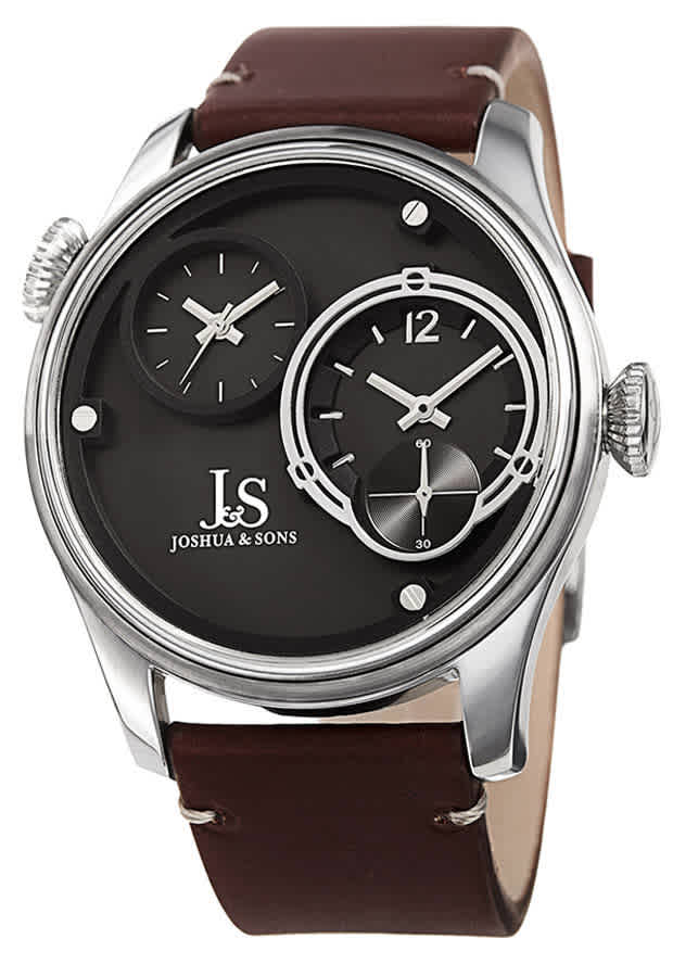 Joshua And Sons Quartz Grey Dual Time Dial Mens Watch Jx118ss In Black,brown,grey