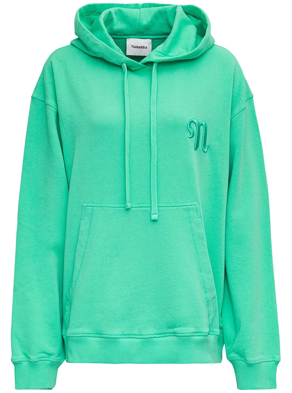 NANUSHKA NANUSHKA GREEN ORGANIC COTTON LOGO EMBROIDERED HOODIE