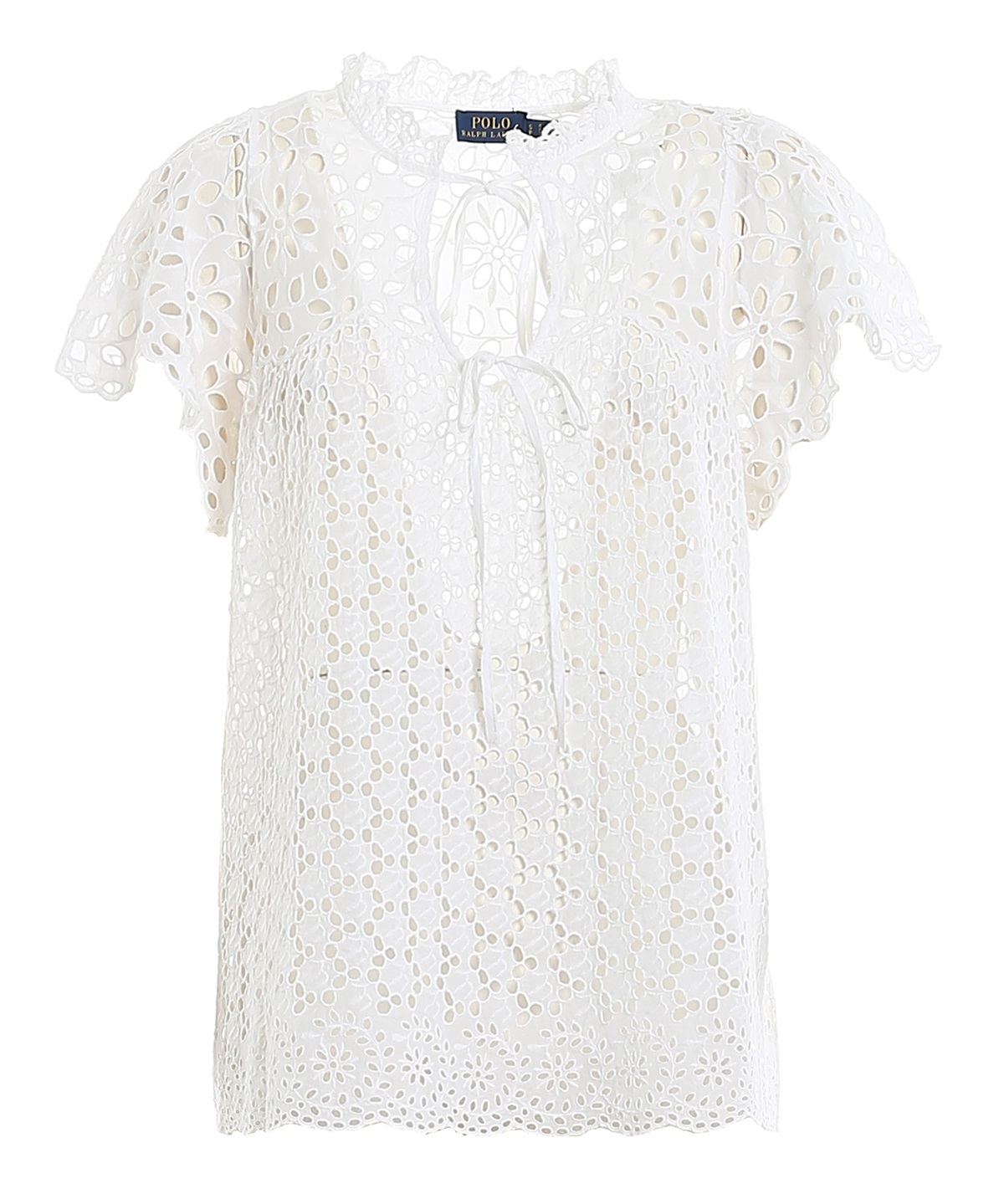 Shop Polo Ralph Lauren White Broderie Anglaise Blouse