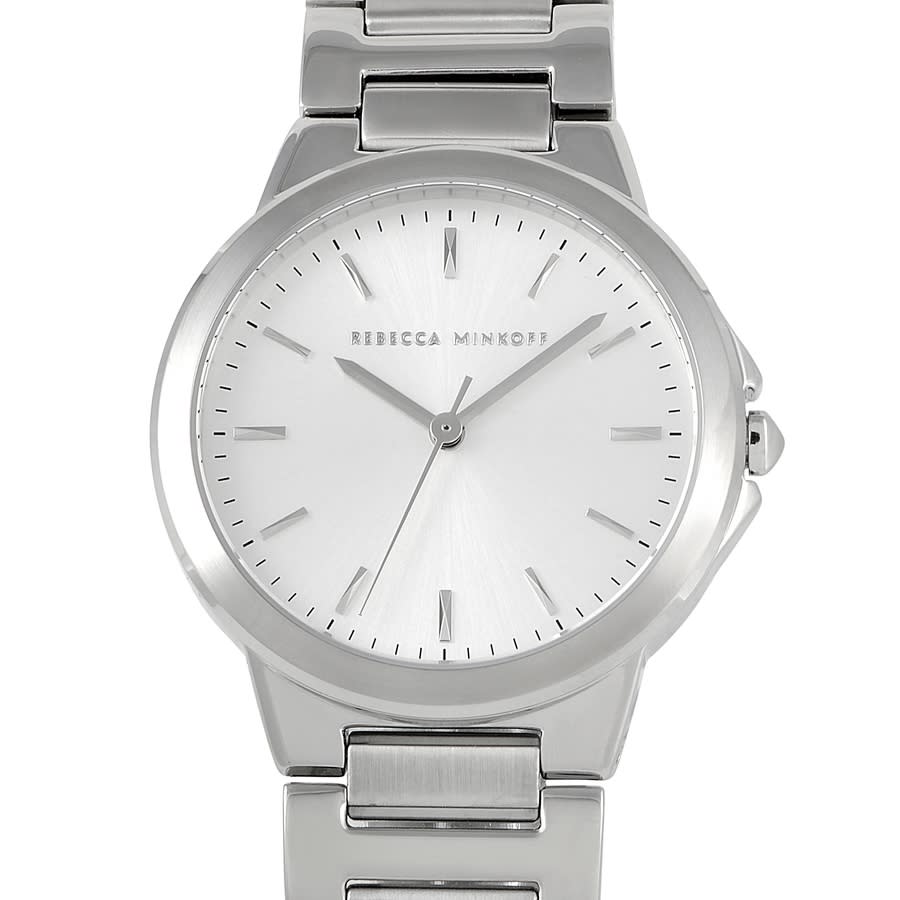 Shop Rebecca Minkoff Cali Quartz Silver White Dial Ladies Watch 2200303 In Silver / White