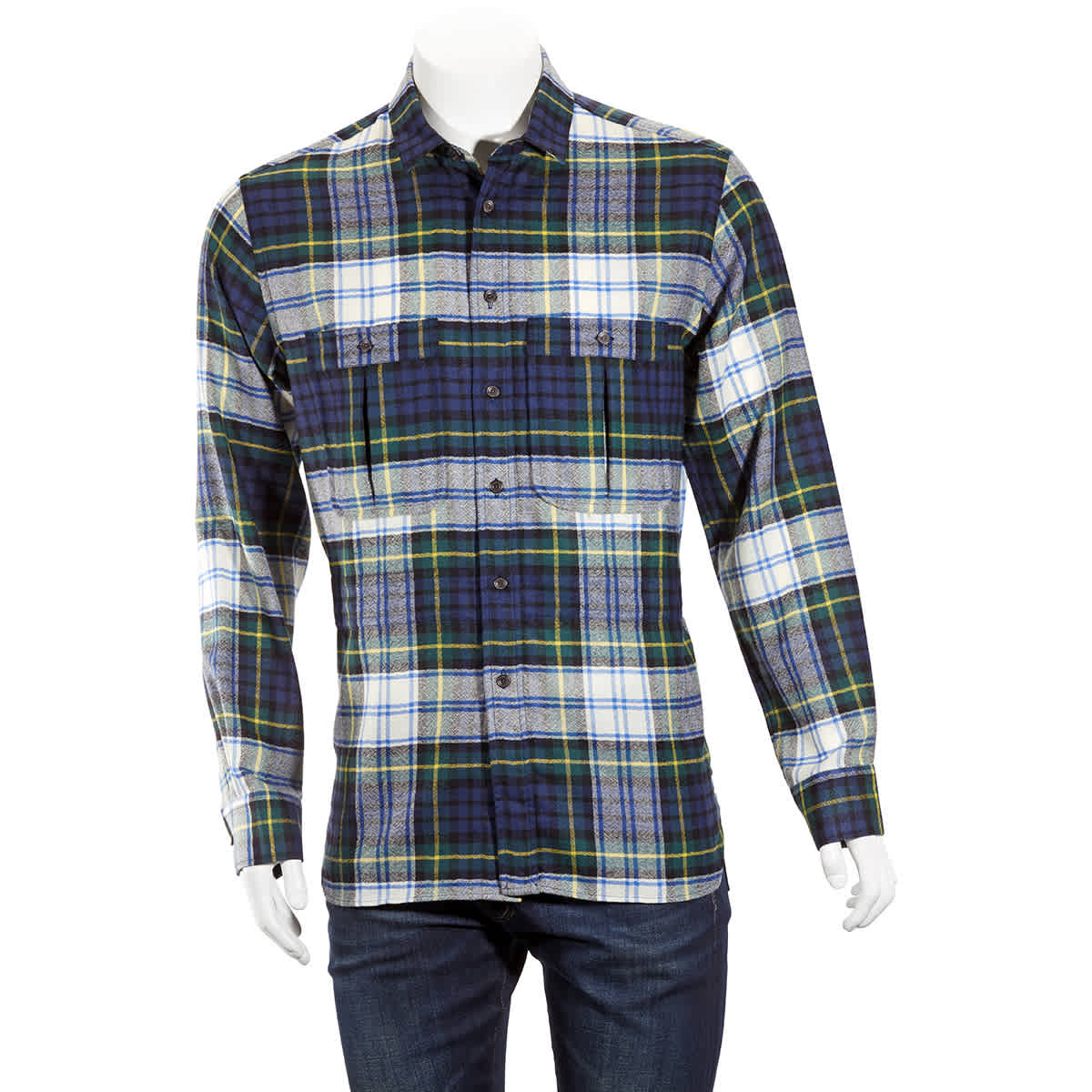 Burberry Tartan Wool Shirt In Ink Blue