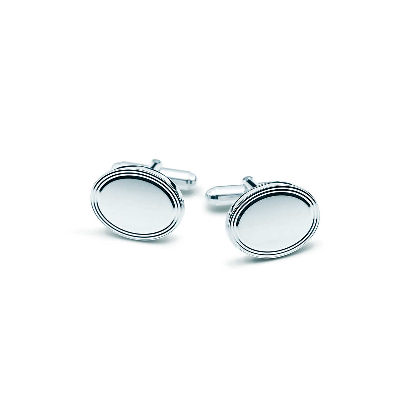 Tiffany & Co Engine-turned Cuff Links In Sterling Silver In Silver Tone