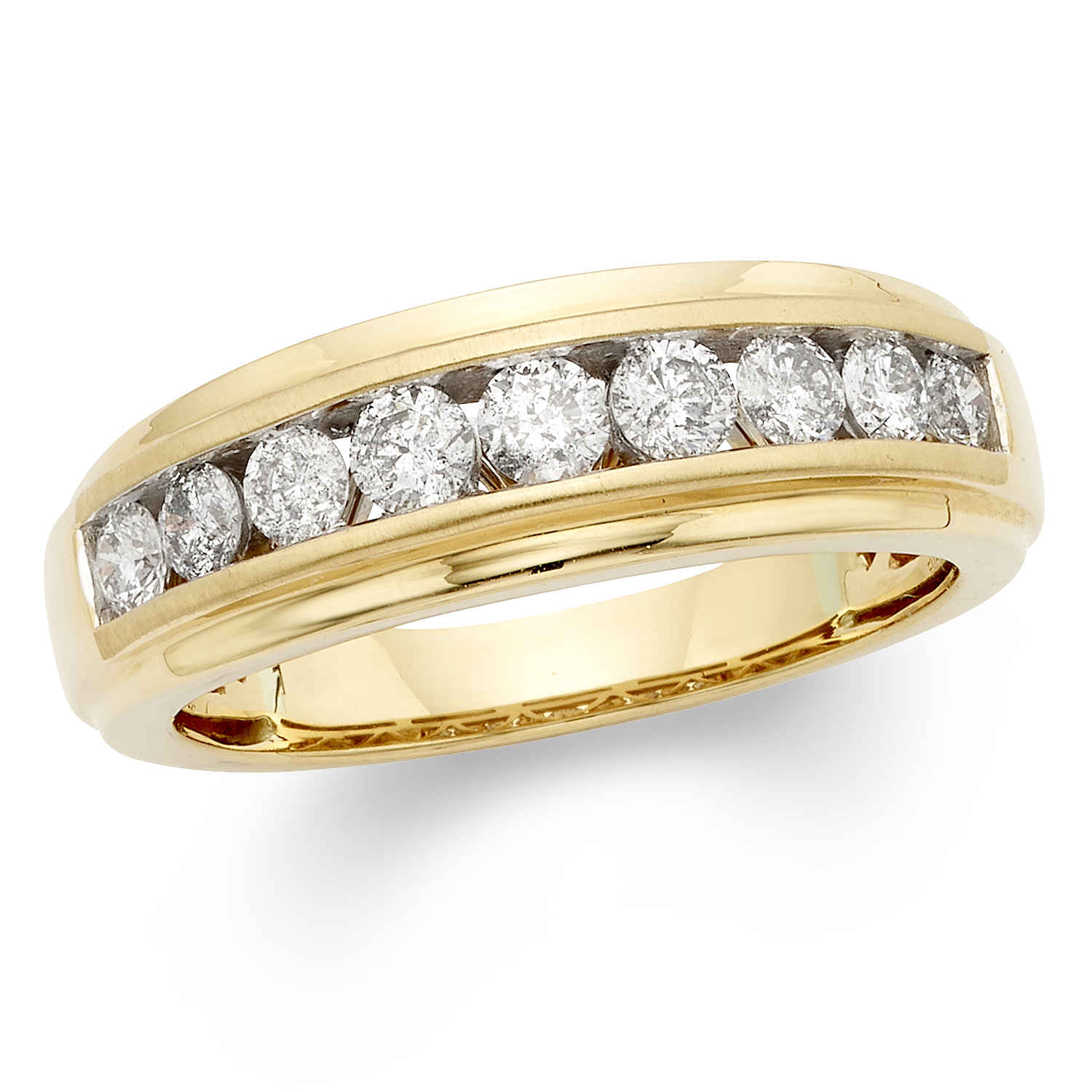 Cya K Certified Diamond Mens Ring 1ct 14k Yellow Gold R123909y-9 Size 9 In Gold Tone,white,yellow