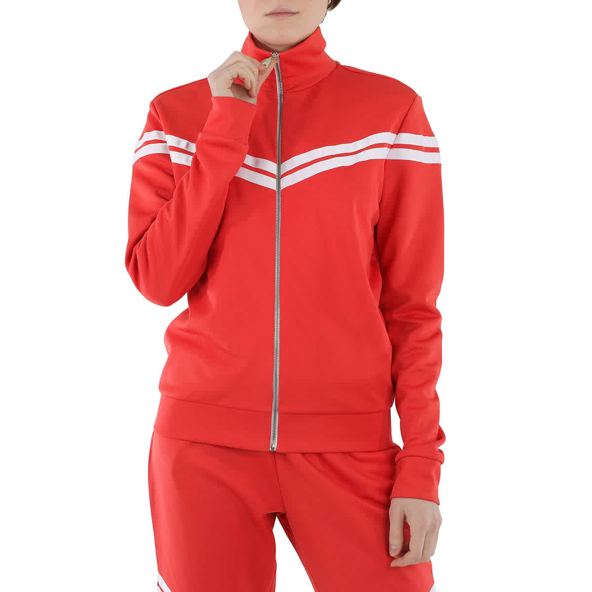 Each X Other Ladies Red Track Jacket With Stripe Size Large