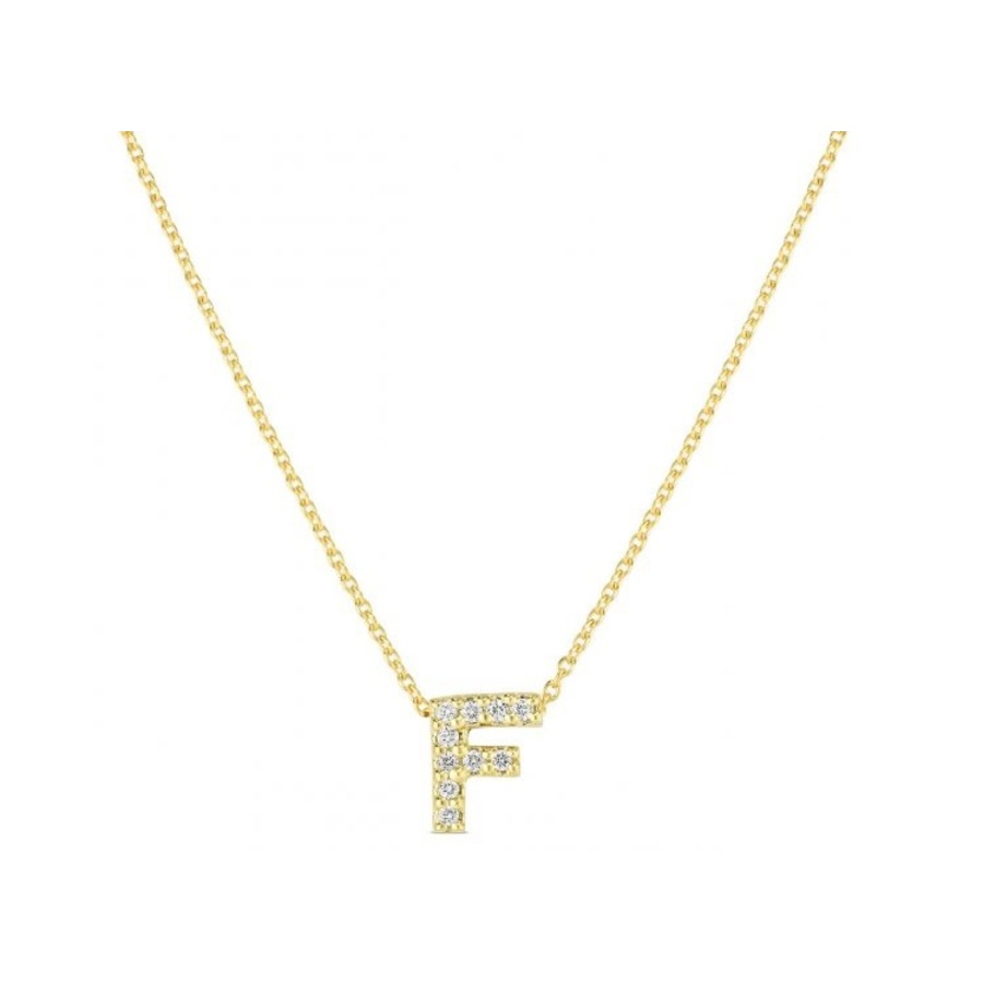 Roberto Coin 18k Yellow Gold And Diamond Initial Love Letter Pendant Necklace, 16 In Yellow
