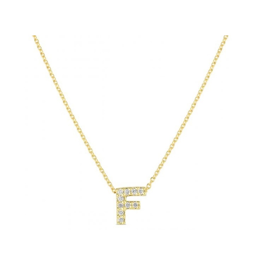 Roberto Coin Love Letter F Pendant Yellow Gold And Diamonds - 001634aychxf