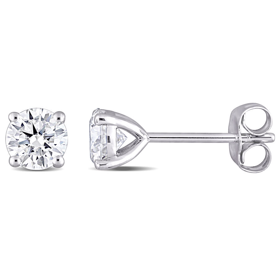 Amour 10k White Gold 1 Ct Tgw Created White Moissanite Stud Earrings In White