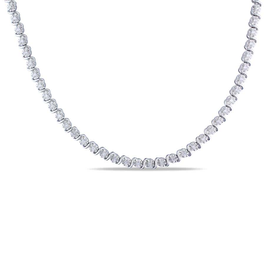 Amour 1/2 Ct Tw Diamond Necklace In Sterling Silver In Silver / White