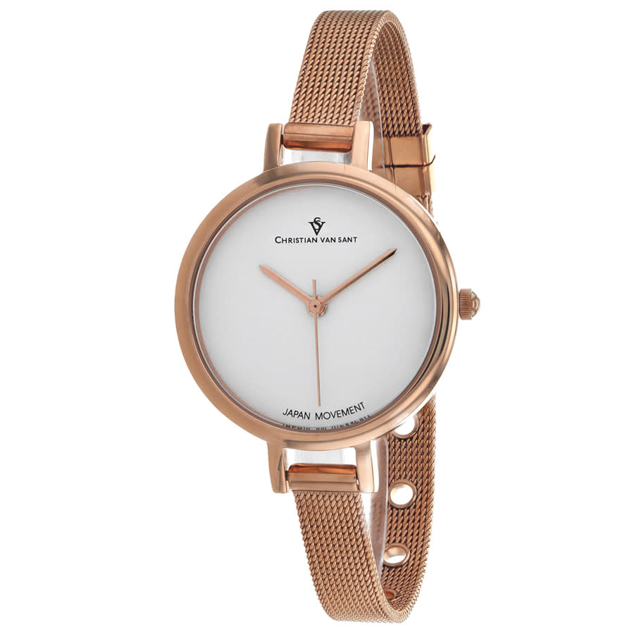 Christian Van Sant Grace Quartz White Dial Ladies Watch Cv0281 In Gold Tone / Rose / Rose Gold Tone / White