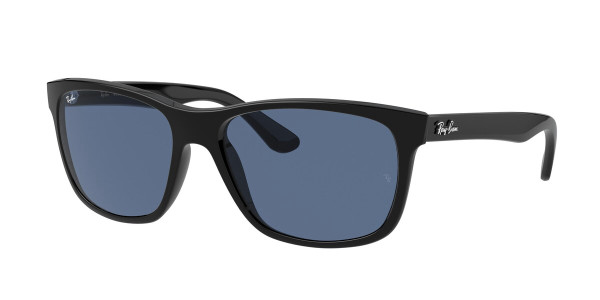 Ray Ban Rb4181 Sunglasses Shiny Black Frame Blue Lenses 57-16 In Black,blue