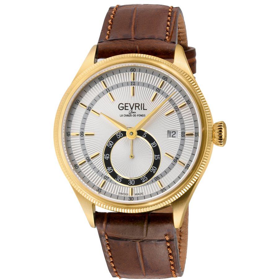 Gevril Empire Automatic White Dial Mens Watch 48105 In Brown / Gold Tone / White / Yellow