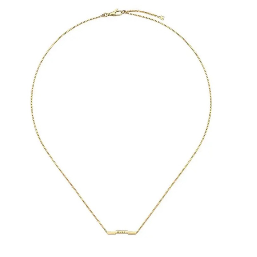 Gucci Link To Love Necklace With '' Bar In Yellow Gold