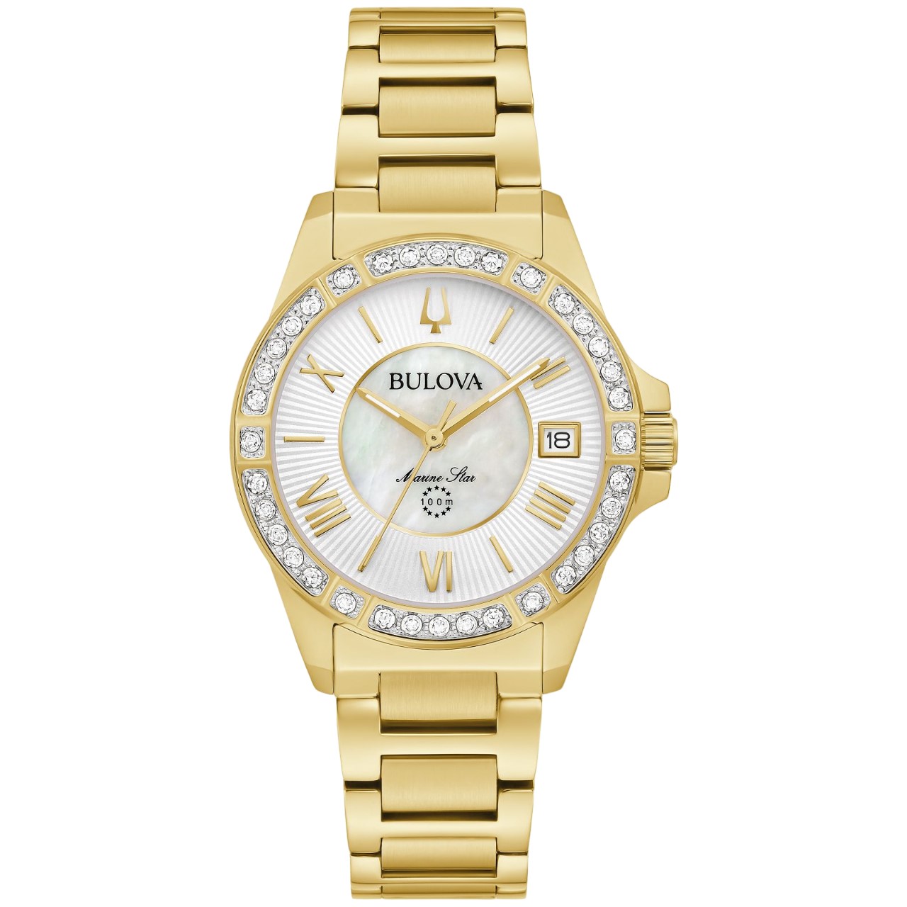 BULOVA BULOVA MARINE STAR QUARTZ CRYSTAL WHITE DIAL LADIES WATCH 98R294