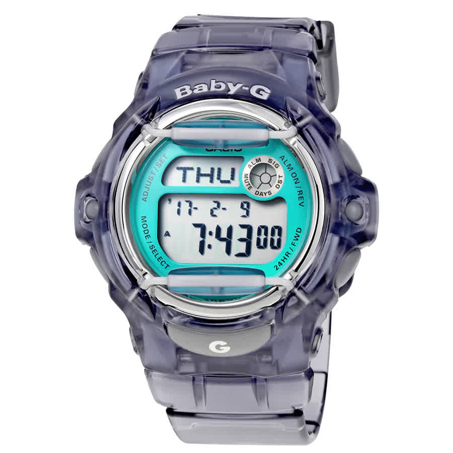 Casio Grey Transparent Resin Ladies Watch Bg169r-8b In Blue / Digital / Grey