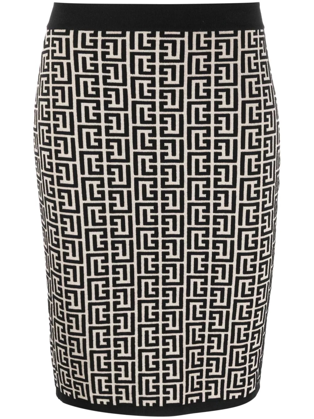 Balmain Wool Skirt In Gfe Ivoire/noir