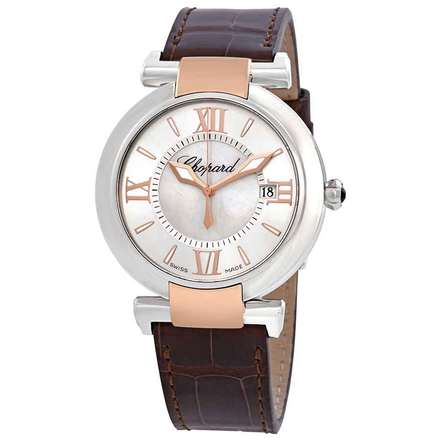 Chopard Imperiale Mother Of Pearl Dial Leather Ladies Watch 388532-6001-br In Brown / Gold / Gold Tone / Mop / Mother Of Pearl / Rose / Rose Gold / Rose Gold Tone