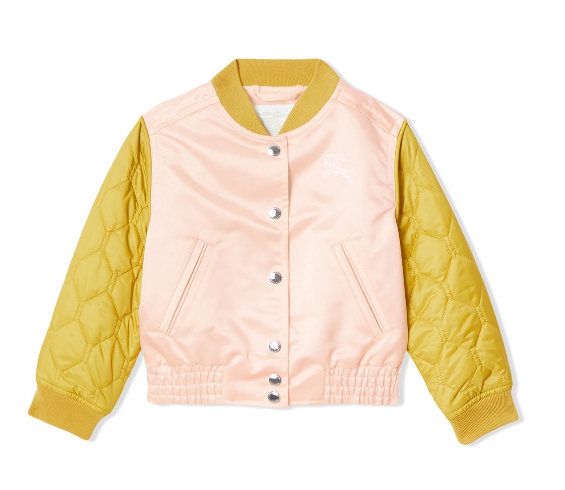 Burberry Girls Contrast-sleeve Bomber Jacket In Pink