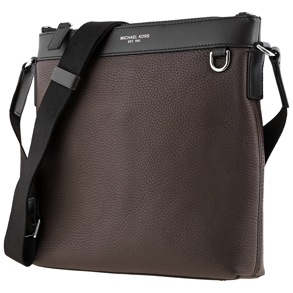Michael Kors Greyson Pebbled Leather Messenger Bag In Brown,grey