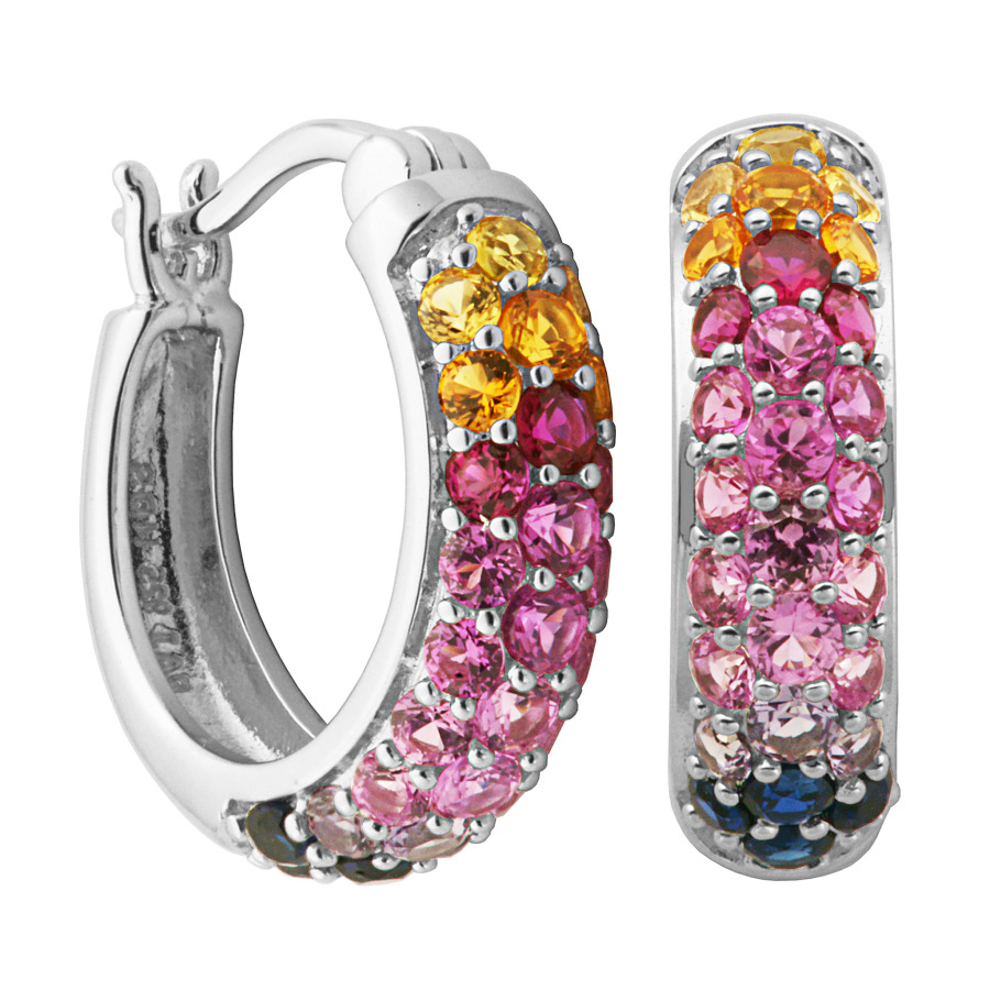 925 Couture Sterling Silver Created Pink In Blue,orange,pink,red,silver Tone,yellow