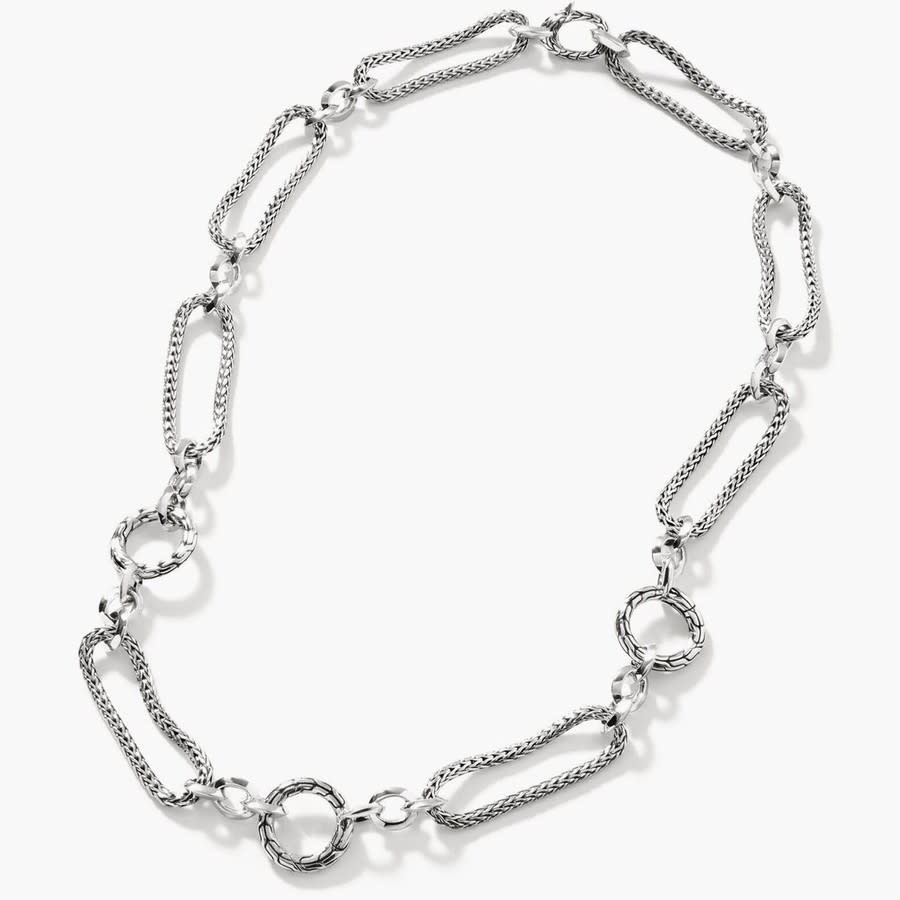 John Hardy Classic Chain Silver Knife Edge Necklace - Nb900773x18 In Silver-tone