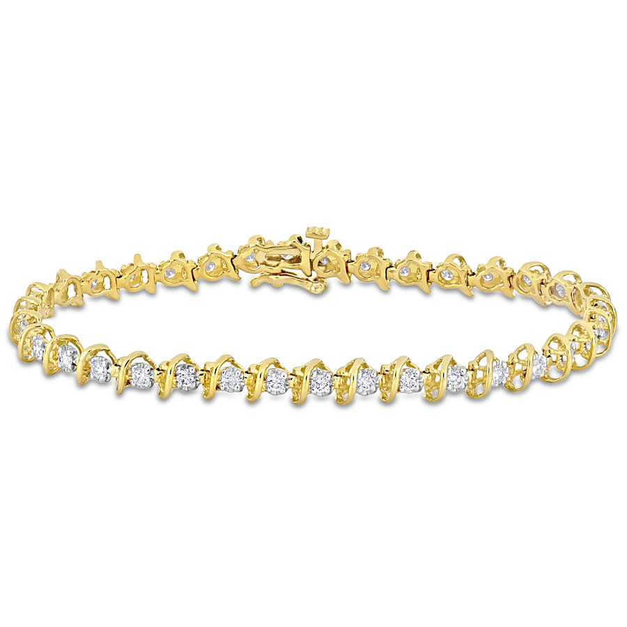 Amour 1 3/8 Ct Tdw Diamond S-link Tennis Bracelet In 18k Yellow Gold