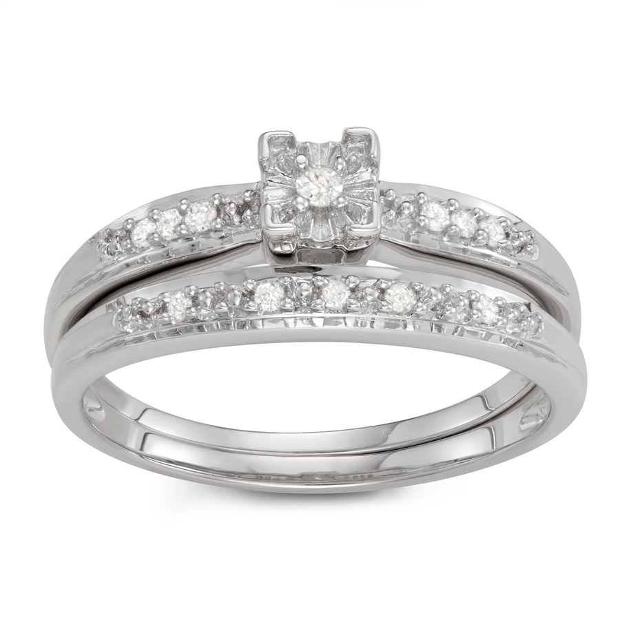 HETAL DIAMONDS 1/10 CTTW BRIDAL OR PROMISE RING IN STERLING SILVER ...