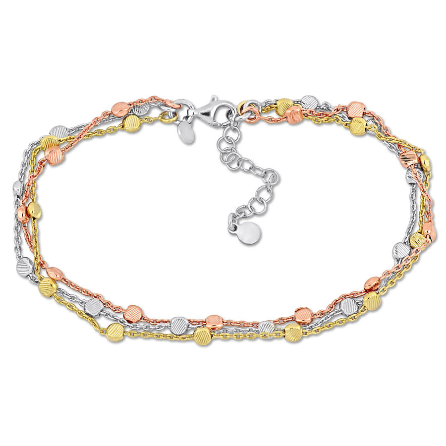 Amour Multi-strand Anklet With Lobster Clasp In 3-tone Rose In Tri-color