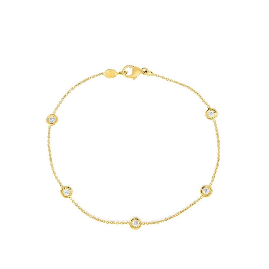 Roberto Coin Diamonds By The Inch Yellow Gold 5 Station Bracelet - 001316aylbd0 In Yellow
