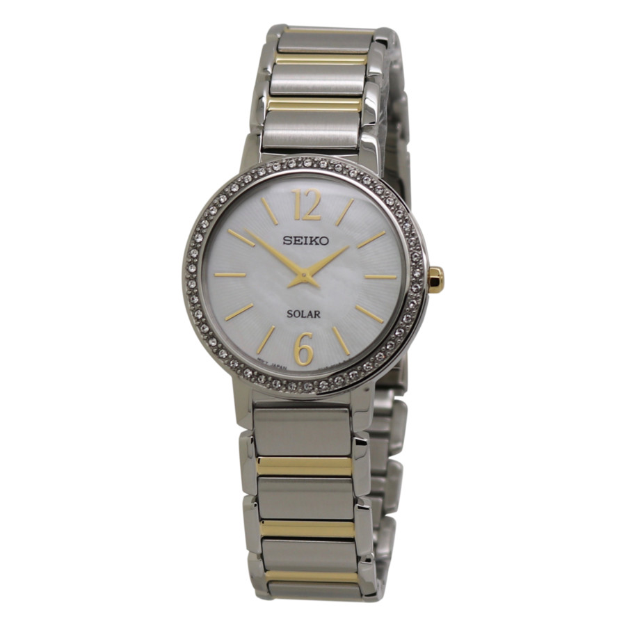 Seiko Solar Mother Of Pearl Dial Ladies Watch Sup469 In Two  display picture 1