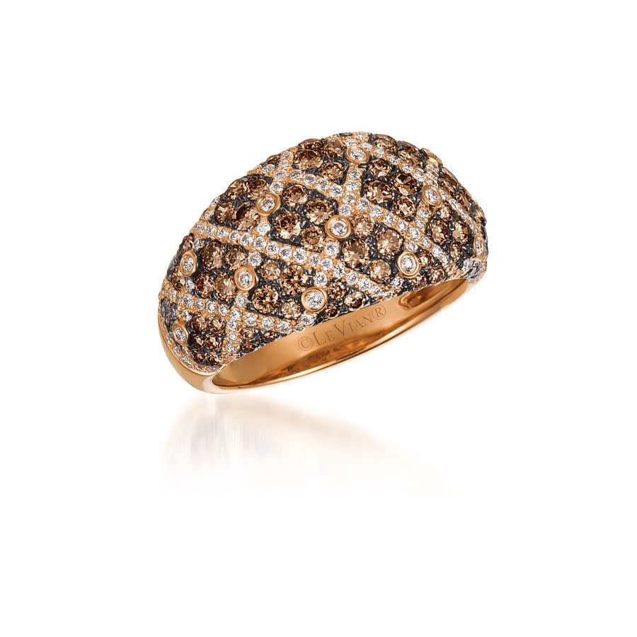 Le Vian Ladies Chocolate Diamonds Fashion Ring In 14k Strawberry Gold In Brown