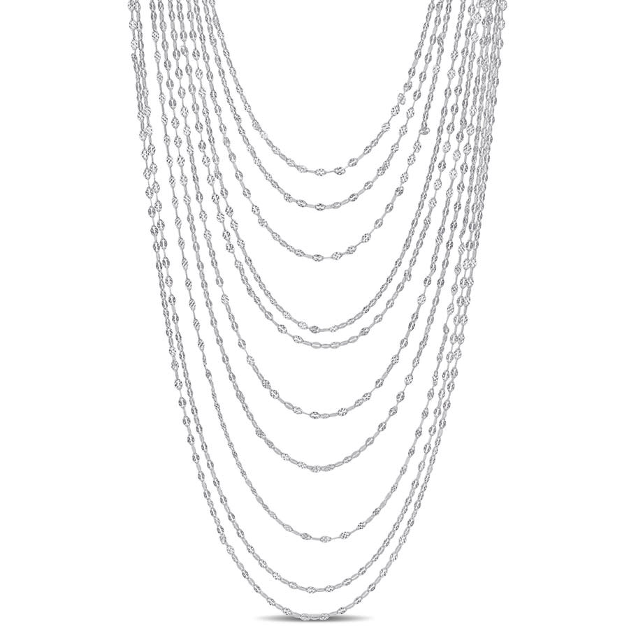 Amour Multi-strand Chain Necklace In Sterling Silver In White