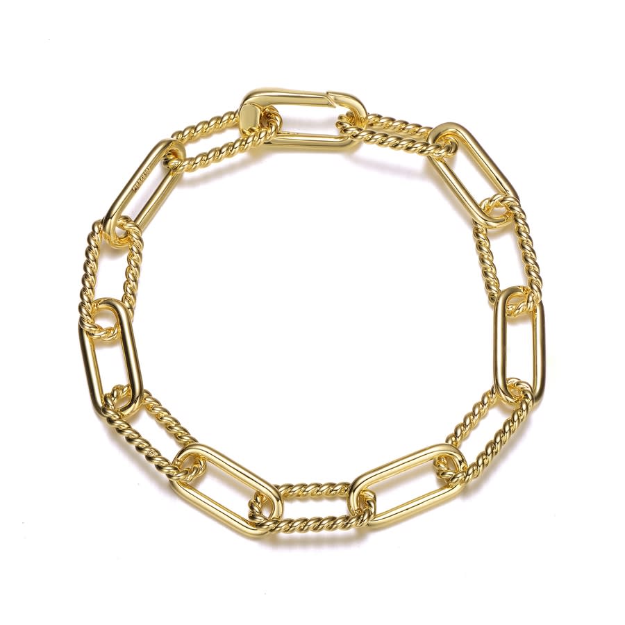 RACHEL GLAUBER RACHEL GLAUBER 14K GOLD PLATED PAPERCLIP CHAIN BRACELET