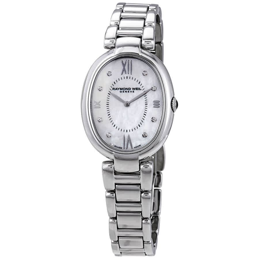 Raymond Weil Shine Mother Of Pearl Diamond Dial Ladies Watch 1700-st-00995 In Mother Of Pearl,silver Tone
