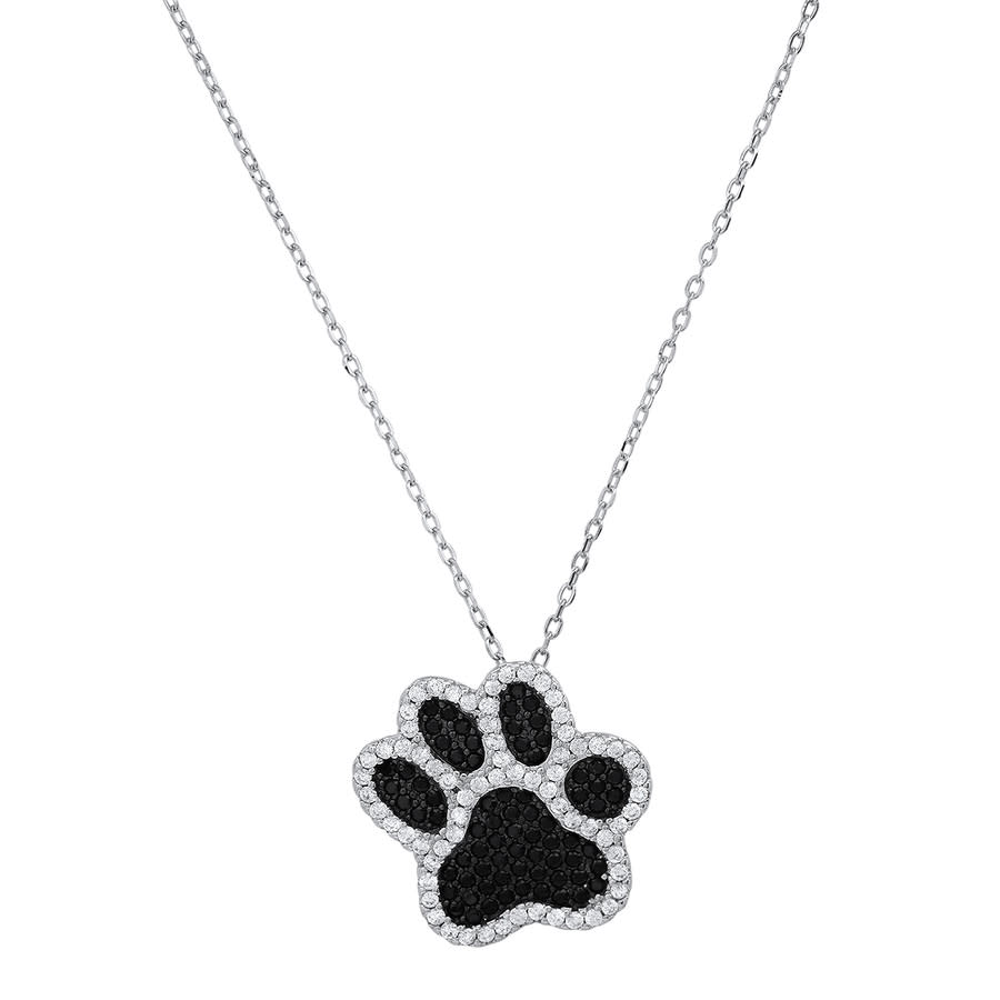 Kylie Harper Sterling Silver Diamond Cz Doggy Paw Pendant In Silver-tone
