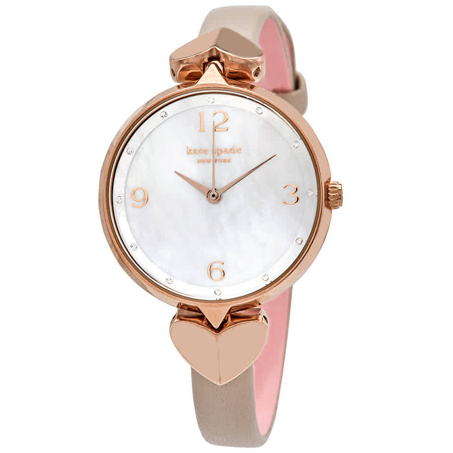 Kate Spade Hollis Quartz Crystal Mother Of Pearl Dial Ladies Watch Ksw1548 In Gold Tone / Mop / Mother Of Pearl / Rose / Rose Gold Tone / Taupe