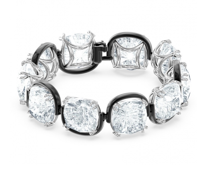 Swarovski Harmonia Cushion Cut Crystal Flex Bracelet In Two Tone In White
