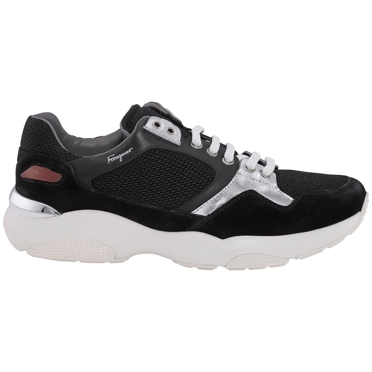 Ferragamo Black Lisbona Suede Calf Leather Sneakers, Brand Size 7 Eee In Black