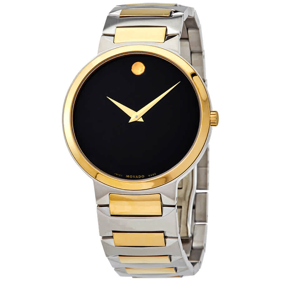 Movado Temo Quartz Black Dial Mens Watch 0607293 In Two Tone  / Black / Gold / Gold Tone / Yellow