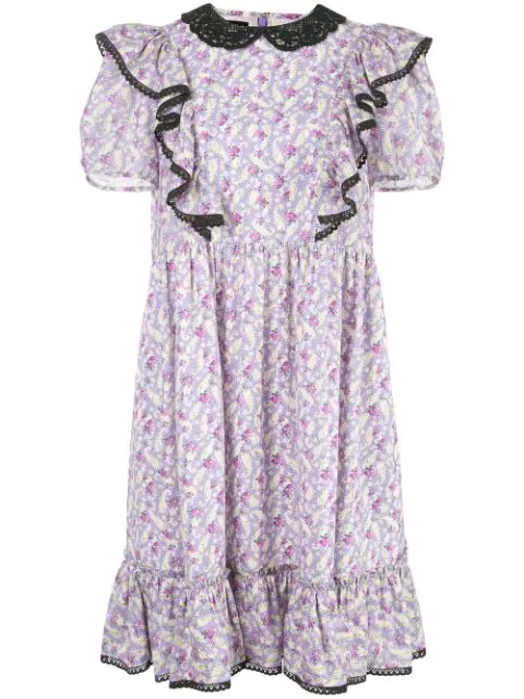 Marc Jacobs The Shirley Floral Cotton Midi Dress In Lavender