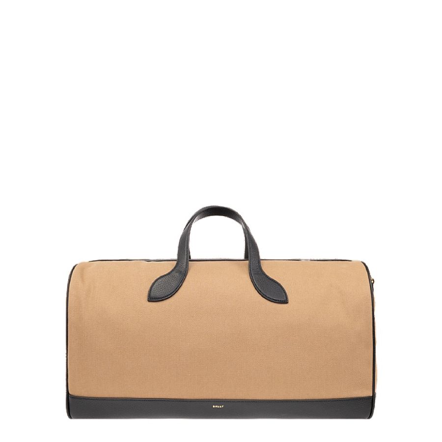 Shop Bally 36 Hours Spiro Bar Weekender Duffle Bag In Sand/black/oro