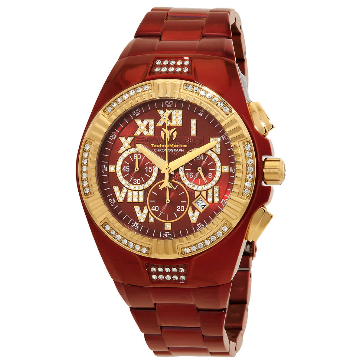 Technomarine Cruise Mens Chronograph Quartz Watch Tm-121236 In Red / Gold Tone