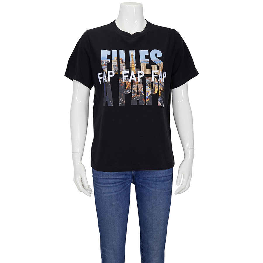 Filles À Papa Filles A Papa Ladies T-shirt Black Distressed Tee Vegas