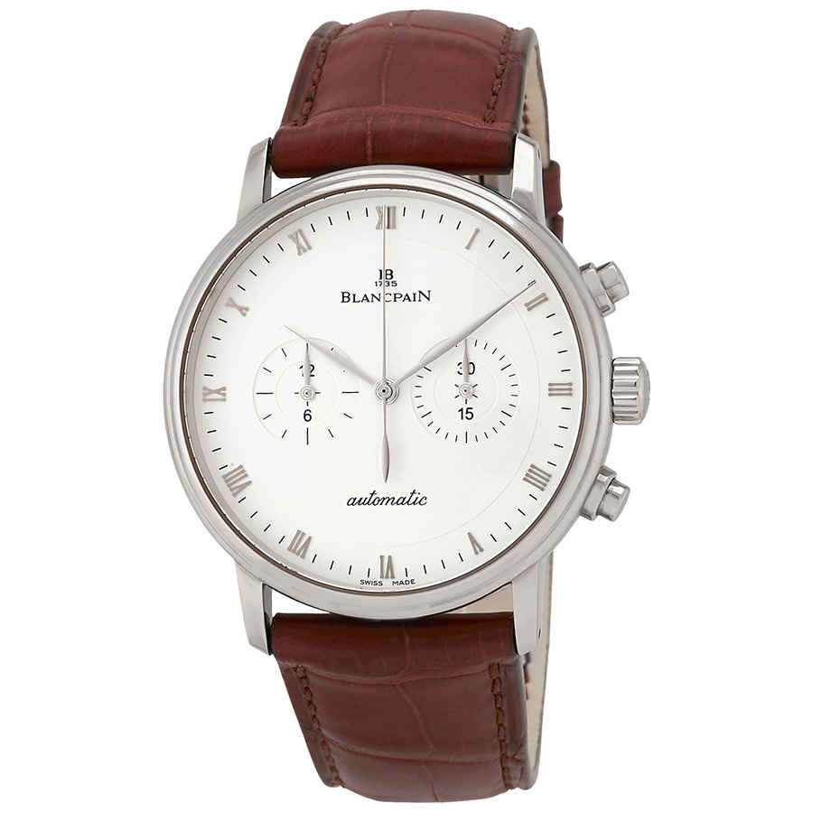 Blancpain Villeret 18kt White Gold Chronograph Automatic Mens Watch 4082-1542a-55b In Brown,gold Tone,white