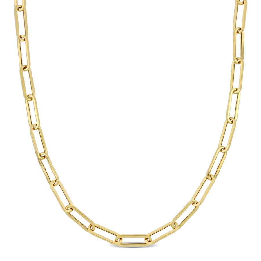 Amour 14k Yellow Gold 4.3mm Polished Paperclip Chain Necklace 18